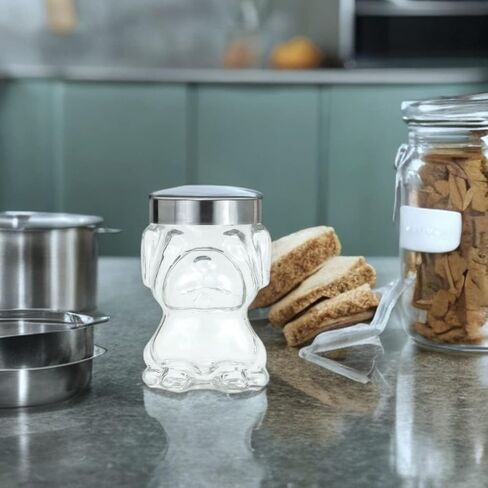 Amici Pet Mad Dog Glass Canister | Airtight Dog Treat Jar | Pet Food Storage | Cute Dog Treat Jar for Kitchen Counter | Cookie Jar with Twist on Lid, 48-Oz in Kuwait
