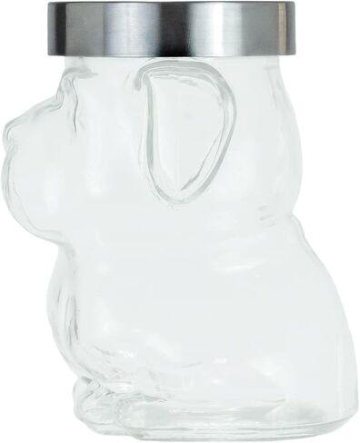 Amici Pet Mad Dog Glass Canister | Airtight Dog Treat Jar | Pet Food Storage | Cute Dog Treat Jar for Kitchen Counter | Cookie Jar with Twist on Lid, 48-Oz in Kuwait