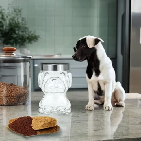 Amici Pet Mad Dog Glass Canister | Airtight Dog Treat Jar | Pet Food Storage | Cute Dog Treat Jar for Kitchen Counter | Cookie Jar with Twist on Lid, 48-Oz in Kuwait