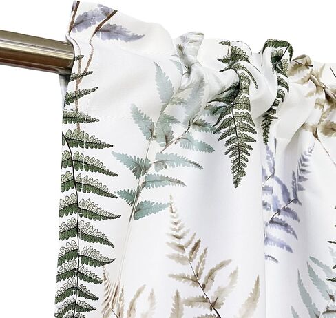 ستائر مطبخ منزلية من Valea بطول 45 بوصة بألوان مائية ربيعية وأوراق خضراء ونباتات بيضاء قصيرة لغرفة المعيشة والحمام وطبقات معالجة النوافذ الصغيرة، لوحتان in Kuwait