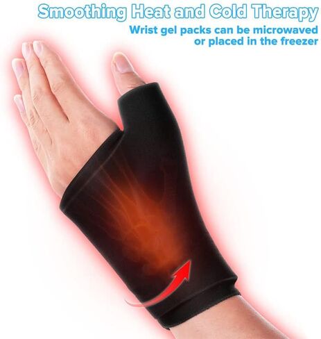 Wisexplorer Soft Gel Wrist Ice Pack, Reusable Cold & Hot Hand Therapy Wrap, Pain Relief Sleeve for Hand Injuries,Carpal Tunnel,Arthritis,Tendonitis, Tenosynovitis, Swelling & Bruises (Black) in Kuwait