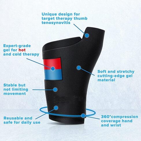 Wisexplorer Soft Gel Wrist Ice Pack, Reusable Cold & Hot Hand Therapy Wrap, Pain Relief Sleeve for Hand Injuries,Carpal Tunnel,Arthritis,Tendonitis, Tenosynovitis, Swelling & Bruises (Black) in Kuwait