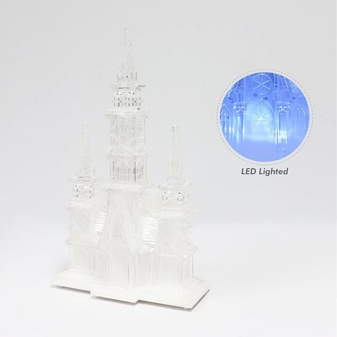 ديكور طاولة الكريسماس، كنيسة كاتدرائية اكريليك مضيئة باضاءة LED، تعمل بالبطارية (غير متضمنة) (17.9 انش ارتفاع × 10.4 انش عرض × 5.2 انش عمق) من مومنتس ان تايم in Saudi Arabia