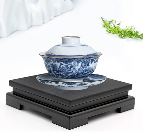 Hoypeyfiy Wooden Display Stand for Teapot Vase Bonsai Stand Square Base Bracket Solid Wooden Craft Ornament Home Decoration Accessories(Black, Table top: 9.09 * 9.09 * 1.69inch/23 * 23 * 4.3cm) in Saudi Arabia