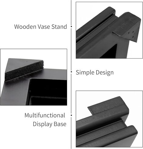 Hoypeyfiy Wooden Display Stand for Teapot Vase Bonsai Stand Square Base Bracket Solid Wooden Craft Ornament Home Decoration Accessories(Black, Table top: 9.09 * 9.09 * 1.69inch/23 * 23 * 4.3cm) in Saudi Arabia
