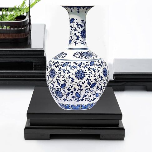 Hoypeyfiy Wooden Display Stand for Teapot Vase Bonsai Stand Square Base Bracket Solid Wooden Craft Ornament Home Decoration Accessories(Black, Table top: 9.09 * 9.09 * 1.69inch/23 * 23 * 4.3cm) in Saudi Arabia