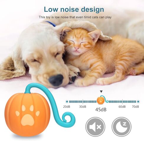 Ankilo Newest Smart Interactive Cat Ball Toys Cat Toys Ball with Cat Teasing Stick USB Rechargeable Pet Toy with Colorful Led Light Five Modes Voice Control Adjustable Speed in Kuwait