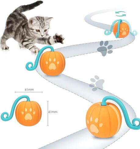 Ankilo Newest Smart Interactive Cat Ball Toys Cat Toys Ball with Cat Teasing Stick USB Rechargeable Pet Toy with Colorful Led Light Five Modes Voice Control Adjustable Speed in Kuwait