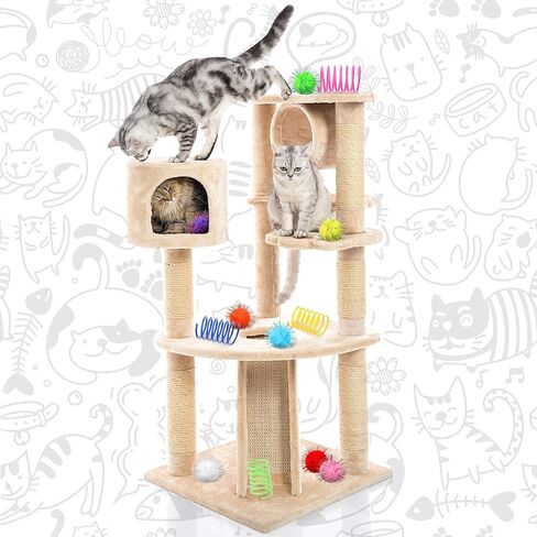 72 Pieces Cat Spring Toys Set 36 Plastic Coils Spring Cat Toys Durable Spiral Spring Kitten Toy and 36 Colorful Pom Pom Balls Cat Plush Chew Ball Cat Interactive Bite Balls Fur Ball for Kitten Cat Pet in Kuwait