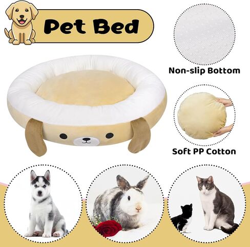 Dog Bed-Super Soft Dog Bed for Small Medium Dogs,21IN Pet Bed for Cat Dog,Ultrasoft Cozy Calming Dog Bed with Non-slip Bottom,Donut Pet Bed for Puppy Dog Cat in Kuwait