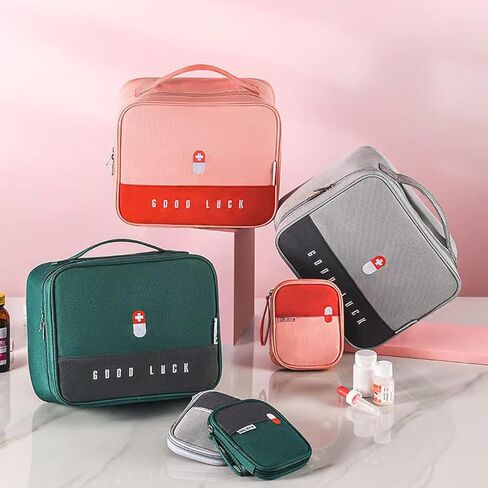 ايلسانج شنطة اسعافات اولية فارغة، شنطة طبية للسفر والتخييم والمشي لمسافات طويلة، شنطة طبية عائلية بسعة كبيرة (مقاس L، اخضر) in Kuwait