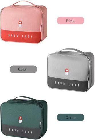 ايلسانج شنطة اسعافات اولية فارغة، شنطة طبية للسفر والتخييم والمشي لمسافات طويلة، شنطة طبية عائلية بسعة كبيرة (مقاس L، اخضر) in Kuwait