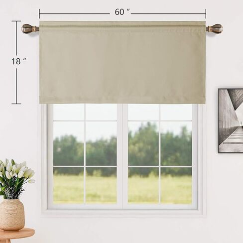 LORDTEX Burgundy Valances for Windows - Thermal Insulated Room Darkening Kitchen Curtain Valances Rod Pocket Bathroom Valances for Living Room Bedroom Cafe, 1 Panel, 42 x 18 Inch in Kuwait