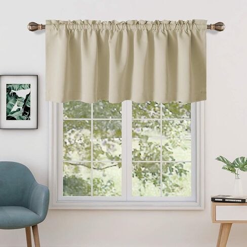 LORDTEX Burgundy Valances for Windows - Thermal Insulated Room Darkening Kitchen Curtain Valances Rod Pocket Bathroom Valances for Living Room Bedroom Cafe, 1 Panel, 42 x 18 Inch in Kuwait