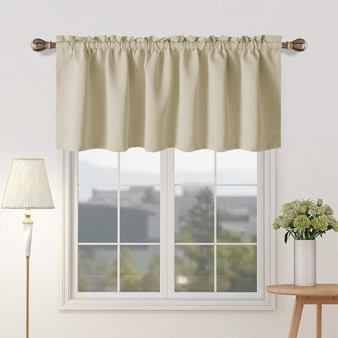 LORDTEX Burgundy Valances for Windows - Thermal Insulated Room Darkening Kitchen Curtain Valances Rod Pocket Bathroom Valances for Living Room Bedroom Cafe, 1 Panel, 42 x 18 Inch in Kuwait