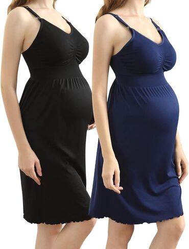 iloveSIA 2pack Women's Seamless Maternity Breastfeeding Nursing Dress with Build-in Bra in Saudi Arabia