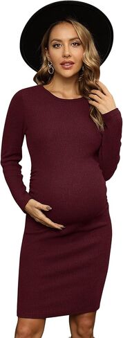 فستان حمل بأكمام طويلة ومضلع من Yeshape، فستان حمل مكشكش مناسب للعمل غير رسمي in Kuwait