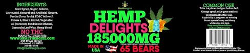 Healthergize Hemp Gummies Bears Premium Hemp Gummy Bears، فواكه طازجة، صنع في الولايات المتحدة الأمريكية، علكات القنب الطبيعية، النوم، الظهر، الركبتين، العضلات، المفاصل - 65 دببة طازجة in Kuwait