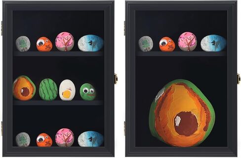 علبة عرض الصخور لطلاء Tieeqe - صندوق ظلال مقاوم للغبار لصخور النهر المطلية - خزانة عرض صخرية مصقولة مع أكريليك مضاد للأشعة فوق البنفسجية بنسبة 98% للصخور الناعمة، هدية لمحبي طلاء الصخور باللون الأسود in Kuwait