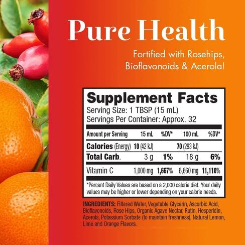 Dynamic Health Liquid Vitamin C - Reduced Bot : 10039: Liq, Citrus (Btl-Plastic) 1000mg 16oz in Saudi Arabia