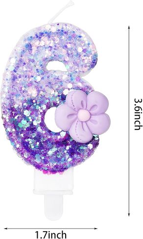 شموع رقم 5، شموع عيد ميلاد بأرقام زهور أرجوانية للكيك شمعة أرقام أرجوانية تخلق جوًا رومانسيًا ودافئًا in Kuwait