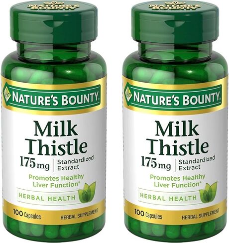 Nature's Bounty Milk Thistle, Herbal Health Supplement, Supports Liver Health, 175mg, 100 Softgels (Pack of 2) in Saudi Arabia