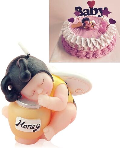 FLYPARTY Children's Birthday Candles with Greeting Card,Handmade Adorable Sleeping Baby Birthday Baby Shower Cake Topper Candle, Wedding Festival Party Favors Decorations (Pink Girl) in Kuwait