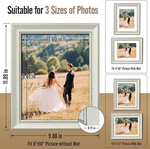 مجموعة إطارات صور مقاس 4 × 6 مكونة من 4 قطع، إطار صورة مزرعة ريفية مع زجاج مقسى، إطار عتيق متعثر مقاس 3.5 × 5 مع حصيرة و4 × 6 بدون حصيرة للتركيب على الحائط أو شاشة الطاولة، هدية للمكتب المنزلي in Kuwait