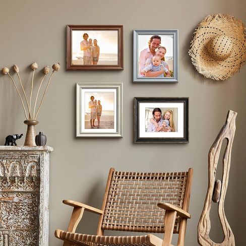 مجموعة إطارات صور مقاس 4 × 6 مكونة من 4 قطع، إطار صورة مزرعة ريفية مع زجاج مقسى، إطار عتيق متعثر مقاس 3.5 × 5 مع حصيرة و4 × 6 بدون حصيرة للتركيب على الحائط أو شاشة الطاولة، هدية للمكتب المنزلي in Kuwait