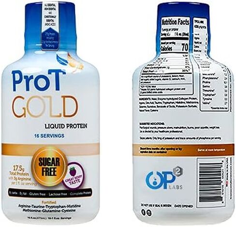 ProT GOLD Berry Sugar Free Liquid Protein Shot - 16oz Anti Aging. Proven to Boost Immunity. Formula Trusted by 4,000+ Medical Facilities for Complete Protein Nutrition and Proven 2X Faster Healing in Saudi Arabia