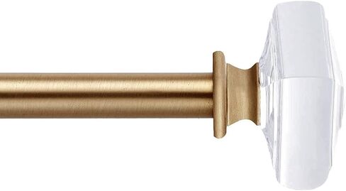 مجموعة قضبان ستارة MODE Simplicity بقطر 5/8 بوصة مع نهايات قضيب ستارة مربعة شفافة وقضيب ستارة قابل للتعديل مثبت على الحائط من الفولاذ، يناسب نوافذ من 32 بوصة إلى 90 بوصة، ذهبي in Kuwait