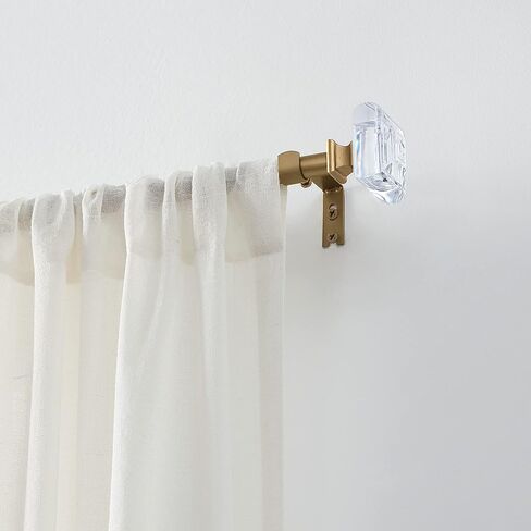 مجموعة قضبان ستارة MODE Simplicity بقطر 5/8 بوصة مع نهايات قضيب ستارة مربعة شفافة وقضيب ستارة قابل للتعديل مثبت على الحائط من الفولاذ، يناسب نوافذ من 32 بوصة إلى 90 بوصة، ذهبي in Kuwait