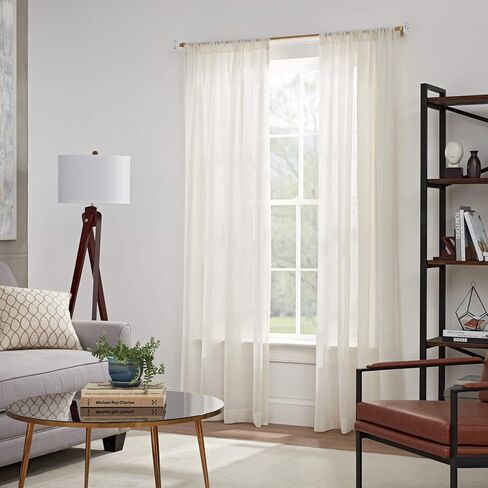 مجموعة قضبان ستارة MODE Simplicity بقطر 5/8 بوصة مع نهايات قضيب ستارة مربعة شفافة وقضيب ستارة قابل للتعديل مثبت على الحائط من الفولاذ، يناسب نوافذ من 32 بوصة إلى 90 بوصة، ذهبي in Kuwait