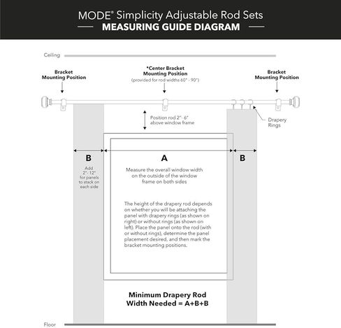مجموعة قضبان ستارة MODE Simplicity بقطر 5/8 بوصة مع نهايات قضيب ستارة مربعة شفافة وقضيب ستارة قابل للتعديل مثبت على الحائط من الفولاذ، يناسب نوافذ من 32 بوصة إلى 90 بوصة، ذهبي in Kuwait