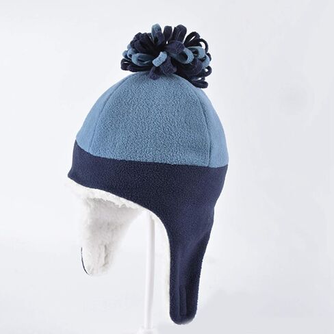 HADM 2Pcs Toddler Fleece Hat Winter Mittens Set Kids Cute Warm Earflap Caps Baby Soft Fleece Lined Hats for Boys Girls in Kuwait