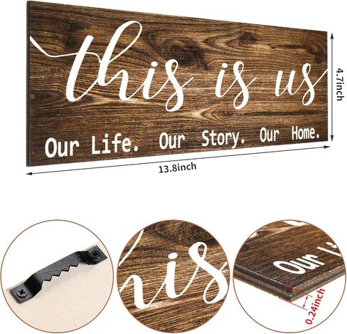 Jetec 2 Pcs This is Us Wall Decor Home Wooden Wall Sign Family Wall Plaques Together Is My Favorite Place To Be Sign Rustic Wood Entryway Plaque for Bedroom Living Room,4.7 x 13.8 Inch(Antique Grey) in Kuwait