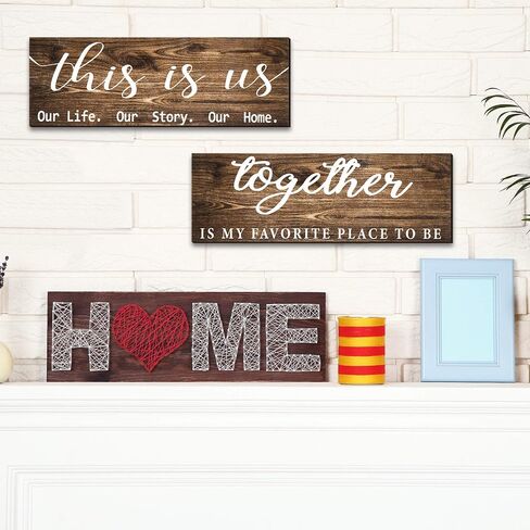 Jetec 2 Pcs This is Us Wall Decor Home Wooden Wall Sign Family Wall Plaques Together Is My Favorite Place To Be Sign Rustic Wood Entryway Plaque for Bedroom Living Room,4.7 x 13.8 Inch(Antique Grey) in Kuwait