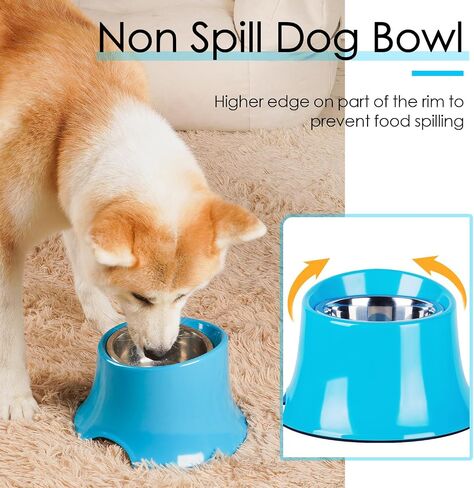 Super Design Elevated Dog Bowls Small Size Dog 2 Pcs Raised Dog Dish, Non Spill Edges & Non Skid Sturdy Melamine Stand, Reduce Neck Stress, Less Regurgitating and Vomiting 1 Cup White and Black in Saudi Arabia