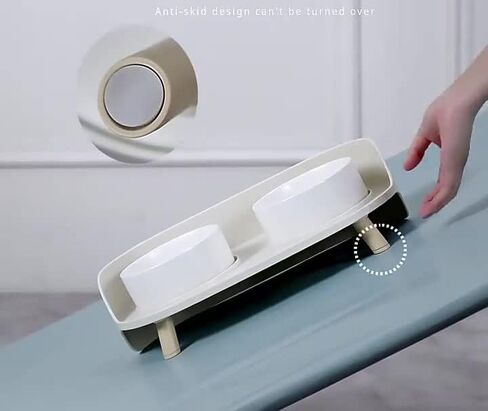 وعاء الكلب الذهبي والرخام السيراميكي A4DOG مع حامل خشبي، أوعية طعام سيراميك متينة للكلاب مرتفعة المياه، مجموعة مياه طعام مرجحة لطيفة، أوعية طعام للكلاب من السيراميك - رخام بخط ذهبي رمادي 29 أونصة in Kuwait