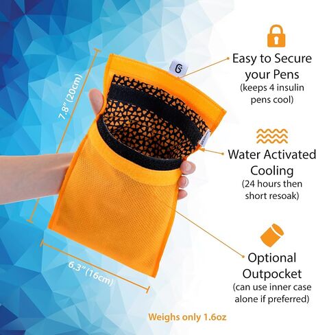Penguin Insulin Cooler - حقيبة سفر للأنسولين المنشط بالماء للأقلام - مبرد سفر كبير للأنسولين بقياس 7.8 × 6.3 بوصة - يخزن الأنسولين بأمان عند درجة حرارة 64F-78F لمدة 45 ساعة - أسود in Kuwait
