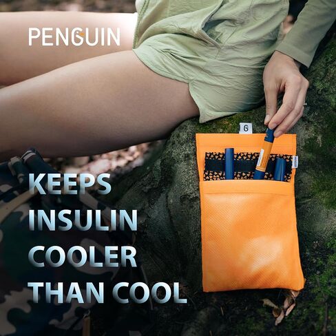 Penguin Insulin Cooler - حقيبة سفر للأنسولين المنشط بالماء للأقلام - مبرد سفر كبير للأنسولين بقياس 7.8 × 6.3 بوصة - يخزن الأنسولين بأمان عند درجة حرارة 64F-78F لمدة 45 ساعة - أسود in Kuwait