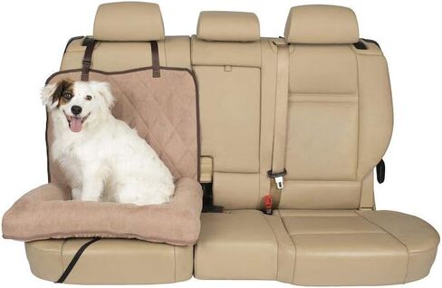 PetSafe Happy Ride Car Cuddler, Dog Bed Seat Cover - Grey and Tan - Bench and Bucket Covers for Cars, SUVs and Trucks in Saudi Arabia