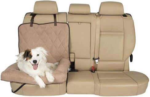 PetSafe Happy Ride Car Cuddler, Dog Bed Seat Cover - Grey and Tan - Bench and Bucket Covers for Cars, SUVs and Trucks in Saudi Arabia