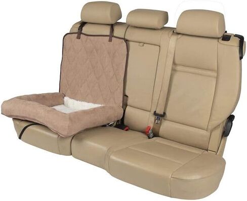 PetSafe Happy Ride Car Cuddler, Dog Bed Seat Cover - Grey and Tan - Bench and Bucket Covers for Cars, SUVs and Trucks in Saudi Arabia