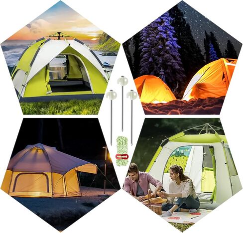12 PCS Tent Stakes Heavy Duty 7.6 Inch Dark Tent Stakes Kit Includes Rope Adjuster Storage Bag and Hammer,Metal Stakes with 4 PCS Reflective Wind Ropes for Ground,Gardening and Canopy,Outdoor in Saudi Arabia
