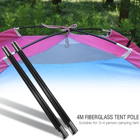 Fiberglass Tent Poles 3.96M, 2 Pieces Universal Fiber Glass Tent Rod Tarp Poles for Awnings, Portable Lightweight Replacement Poles for Camping, Hiking Accessories in Saudi Arabia