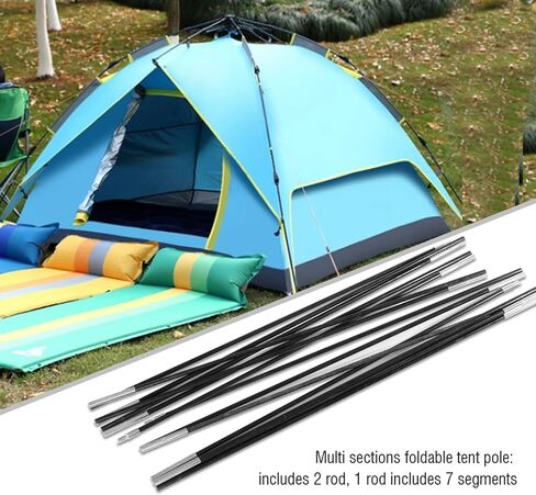 Fiberglass Tent Poles 3.96M, 2 Pieces Universal Fiber Glass Tent Rod Tarp Poles for Awnings, Portable Lightweight Replacement Poles for Camping, Hiking Accessories in Saudi Arabia
