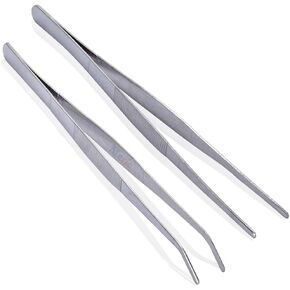 CoCoo Feeding Tongs for Reptiles, Stainless Steel Tweezers, 1 Straight Tip Nipper & 1 Curved Serrated Forcep, Feeds Mealworms, Crickets to Snakes, Geckos, Lizards, Tarantulas, 2pc in Kuwait