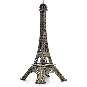 Eiffel Tower Statue Decor, 7 Inch Alloy Metal Collectible Figurine Replica Souvenir Room, Paris Eiffel Tower Party Decoration Table Stand Holder Gift for Cake Topper