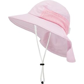 Baby Sun Hat Toddler Kids Girls Sun Hat UPF 50+ Protection Beach Hat Wide Brim Neck Flap Fishing Hats for Girls Boys